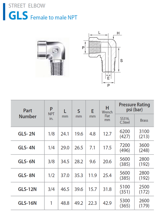 Instrumentation Pipe Fittings - Street Elbow