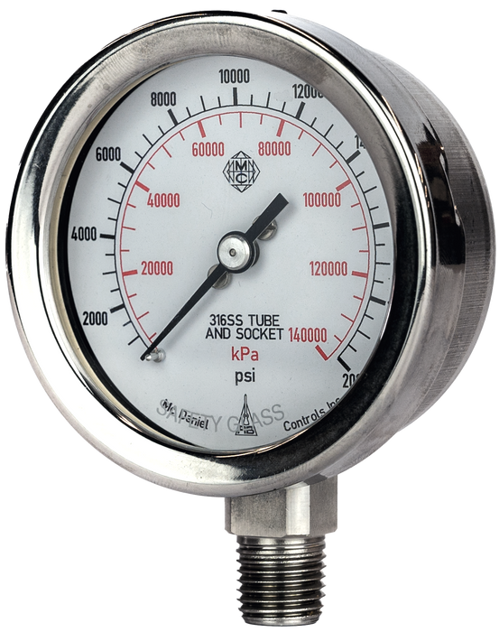 McDaniel Pressure Gauge - K Model - 2.5" Gauge, 1/4" NPT BTM, 5000 PSI//KPA