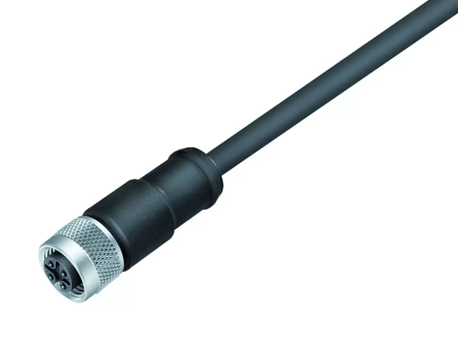 M12 Female Cable Connector, PUR Cable - 2m
