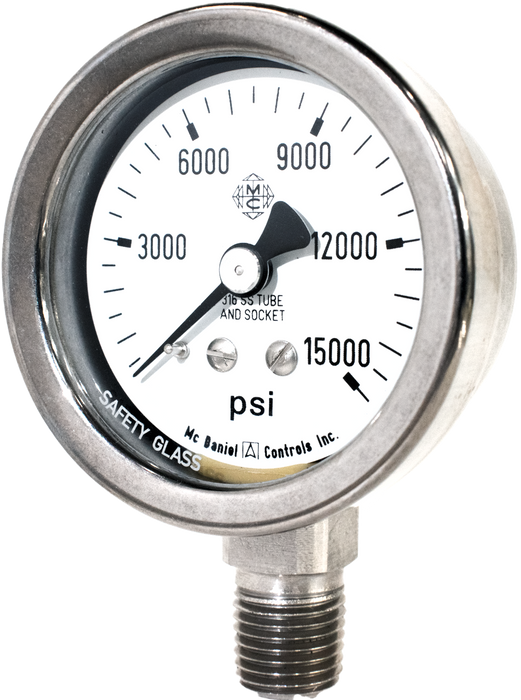 McDaniel Pressure Gauge - Q3 Model - 2" Gauge, 1/4" NPT BTM, 1000 PSI
