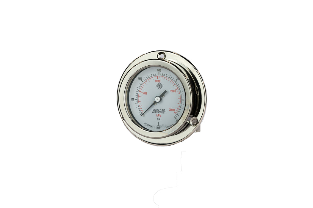 McDaniel Pressure Gauge - K Model - 2.5" Gauge, 1/4" NPT LBM, Panel, 3000 PSI//KPA